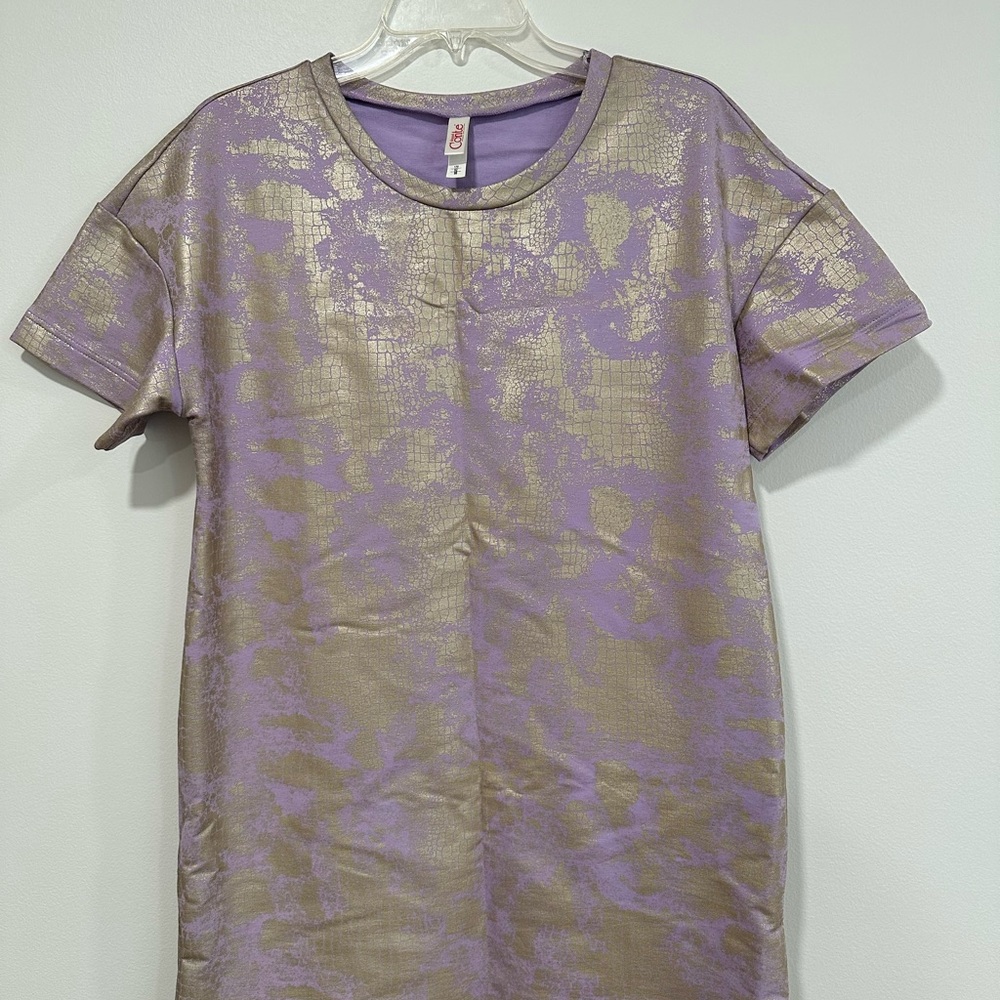Purple and Gold Short Sleeve dress
